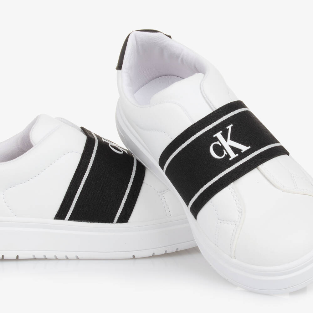 Calvin Klein-Boys' Sleek White Elastic Sneakers | Childrensalon Outlet
