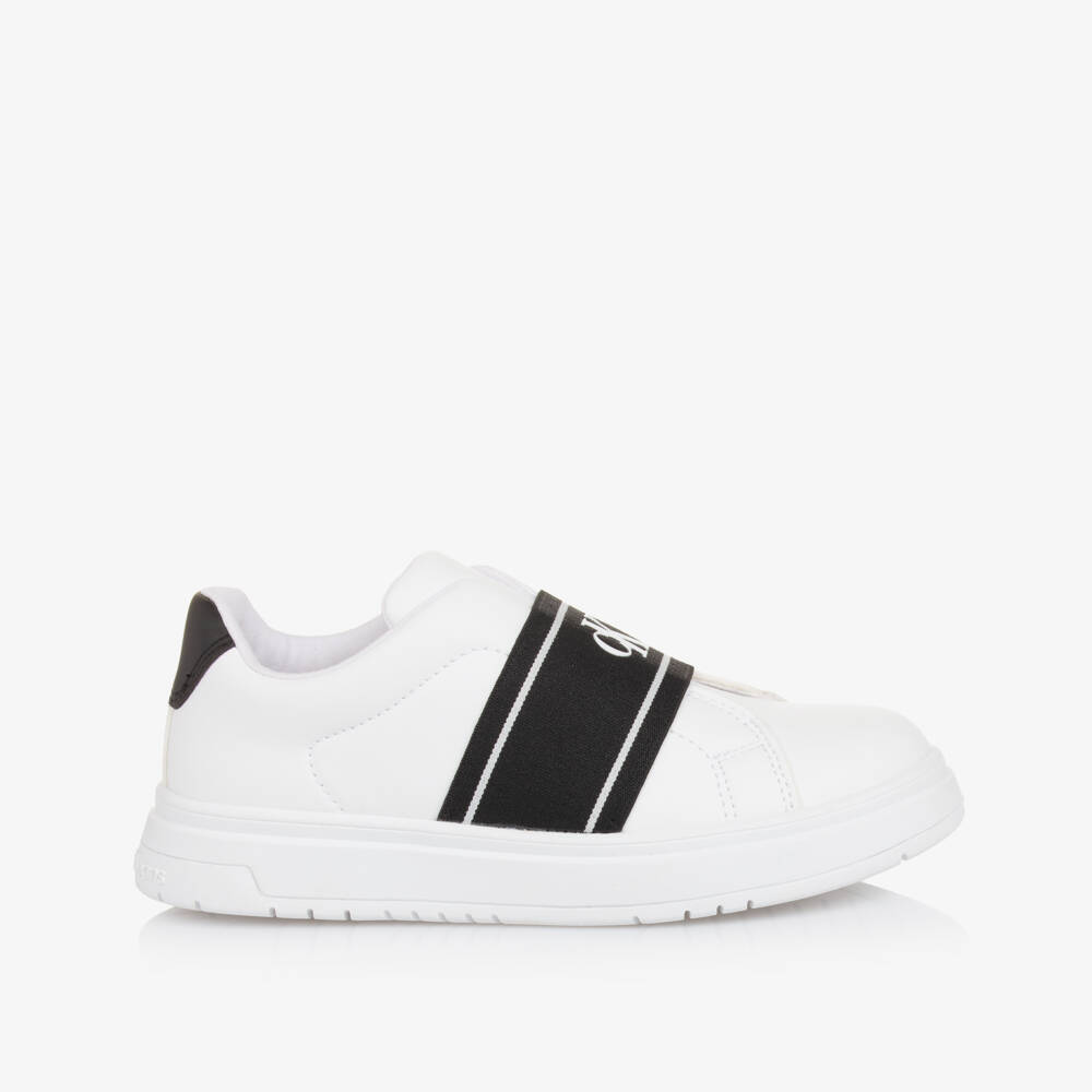Calvin Klein-Boys' Sleek White Elastic Sneakers | Childrensalon Outlet