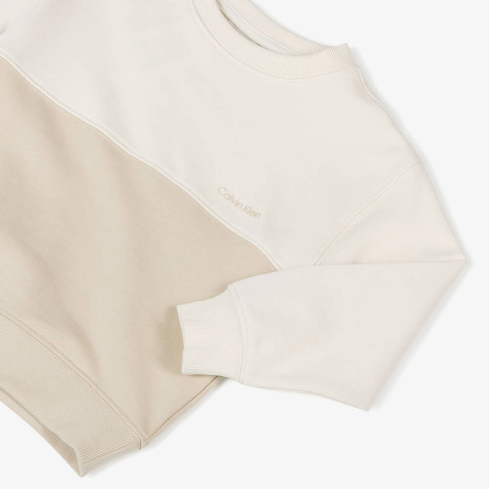 Calvin Klein-Boys Soft Beige Ivory Sweatshirt | Childrensalon Outlet