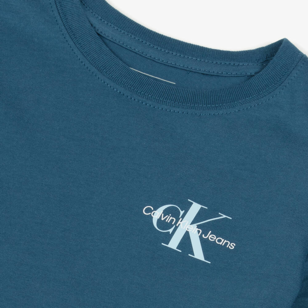 كالفين كلاين-تيشيرت قطني ناعم أزرق للأولاد | Childrensalon Outlet