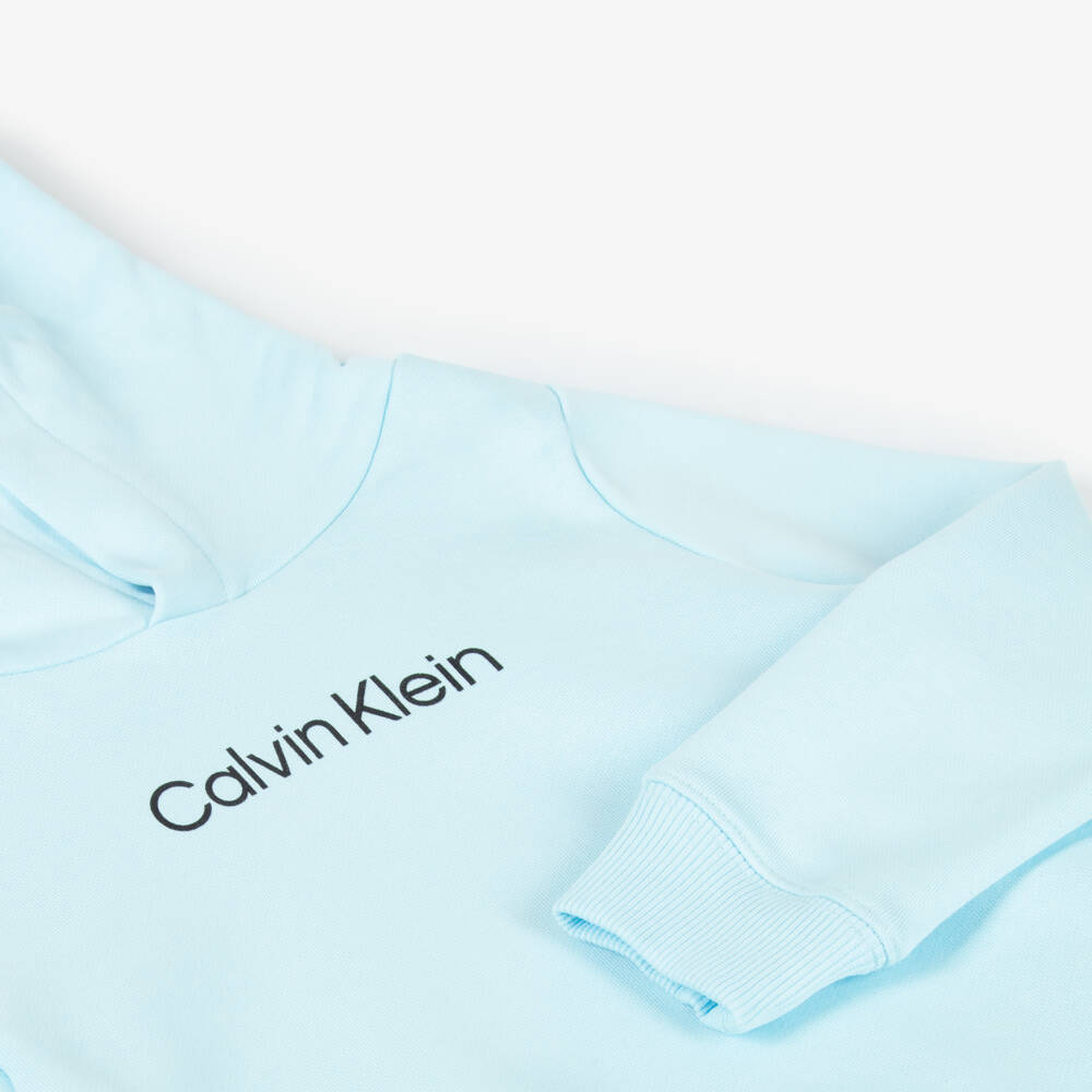 Calvin Klein-Boys Soft Blue Designer Hoodie | Childrensalon Outlet