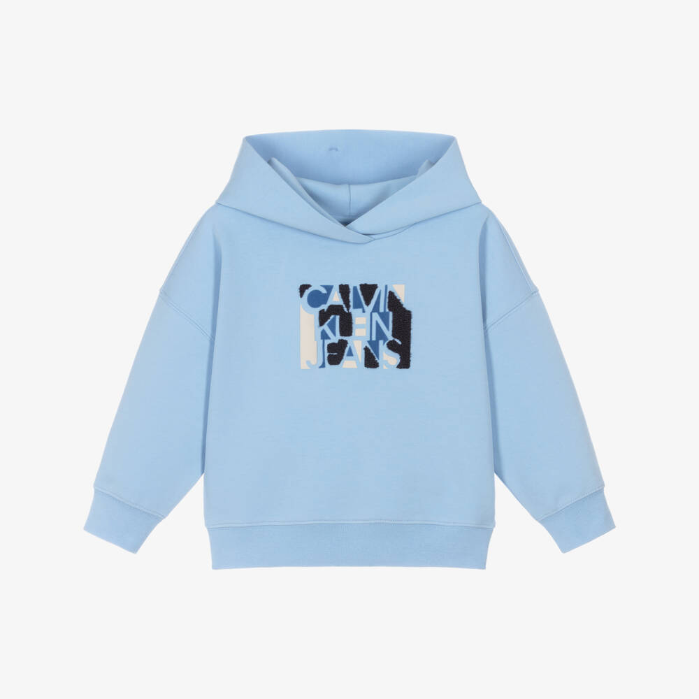 Calvin Klein-Boys Soft Blue Emblem Hoodie | Childrensalon Outlet