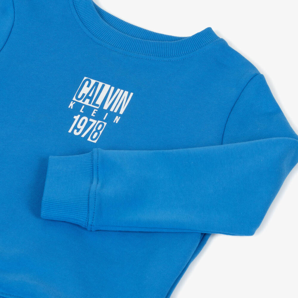 Calvin Klein-Boys Soft Blue Heritage Sweatshirt | Childrensalon Outlet
