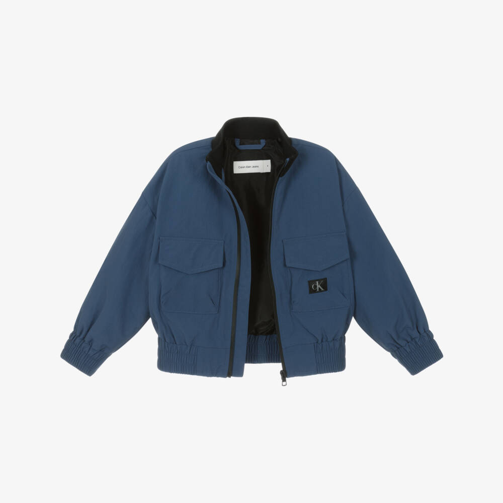 Calvin Klein-Boys Stylish Blue Logo Bomber | Childrensalon Outlet