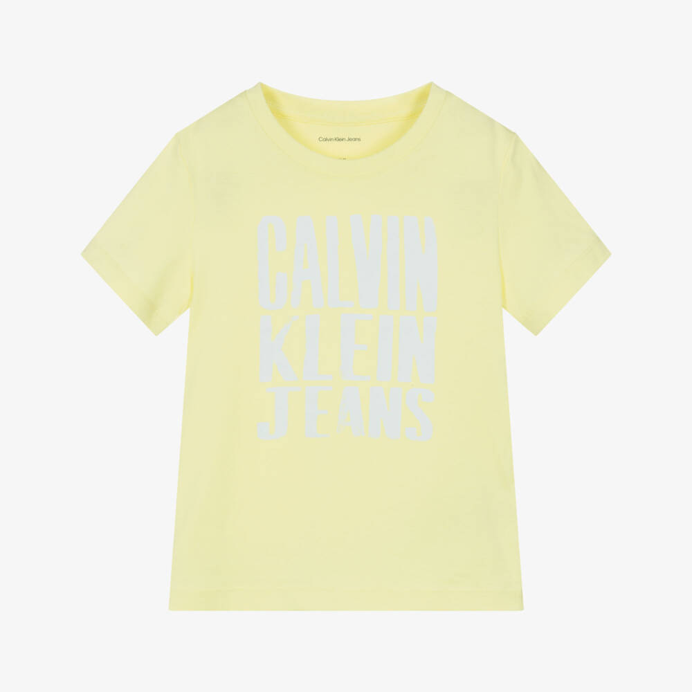 Calvin Klein-تي شيرت قطن بشعار مشرق للأولاد | Childrensalon Outlet