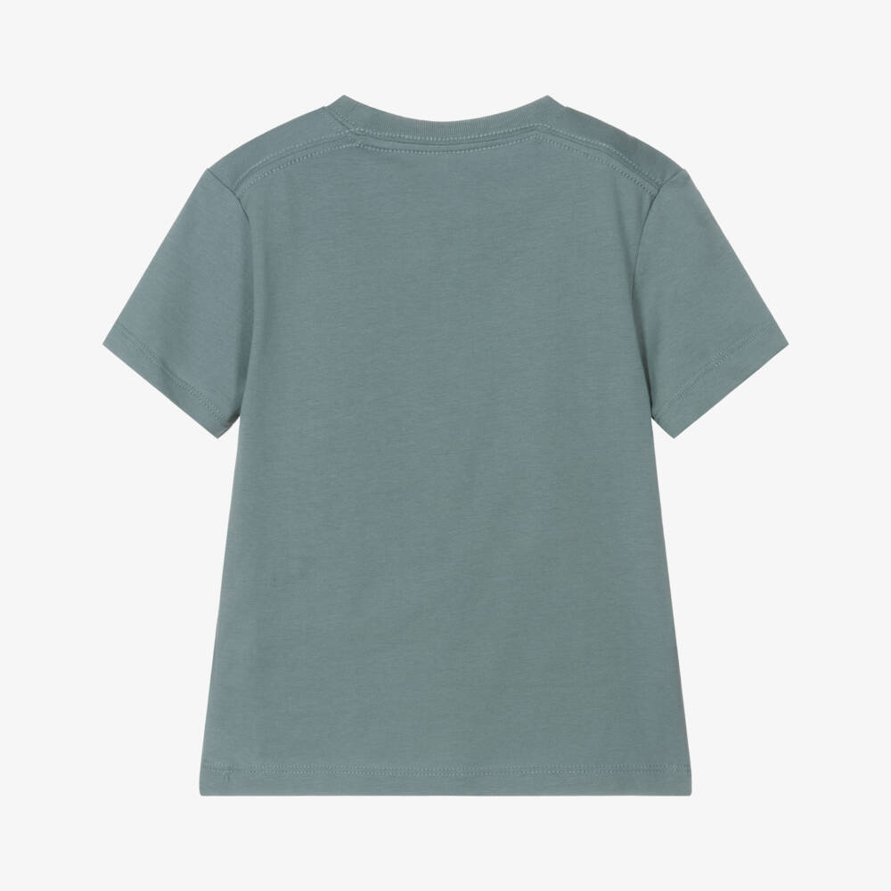 Calvin Klein-Boys Teal Cotton Tee with Badge | Childrensalon Outlet