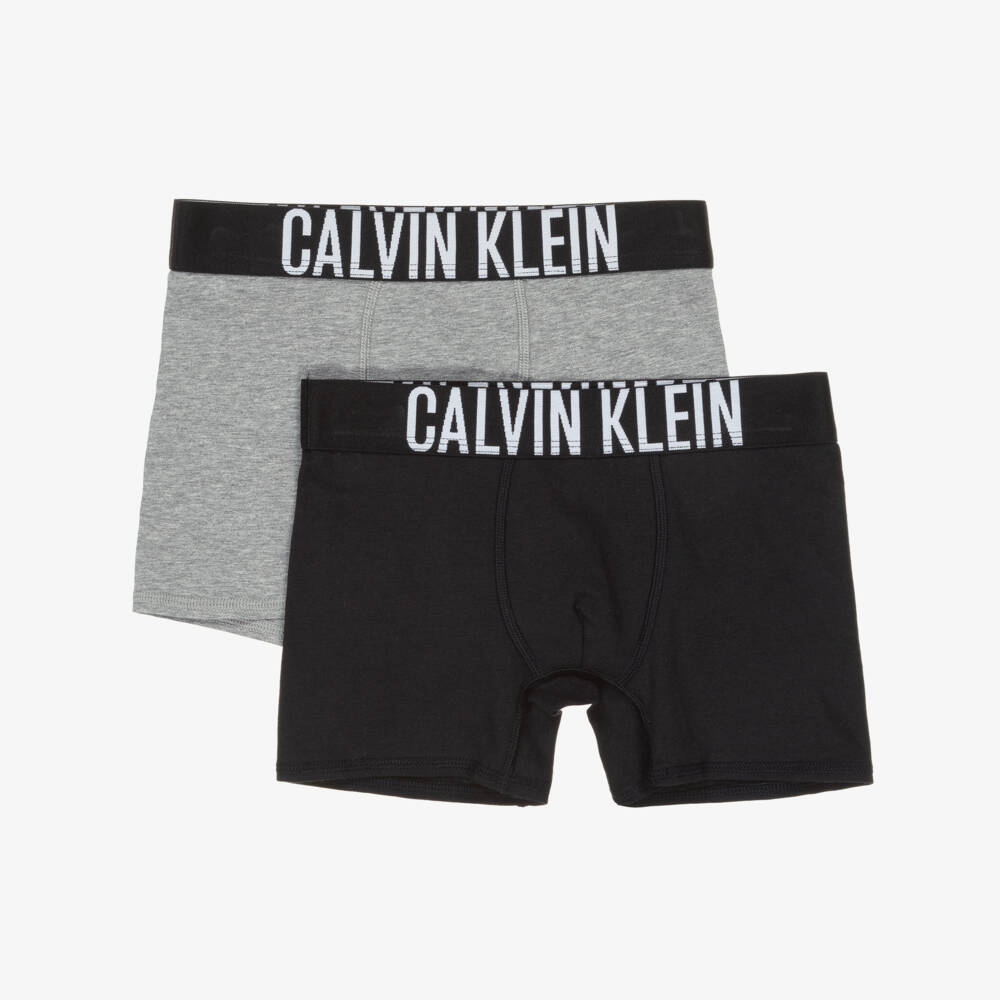 Calvin Klein-Boys Twin Set Grey & Black Boxers | Childrensalon Outlet