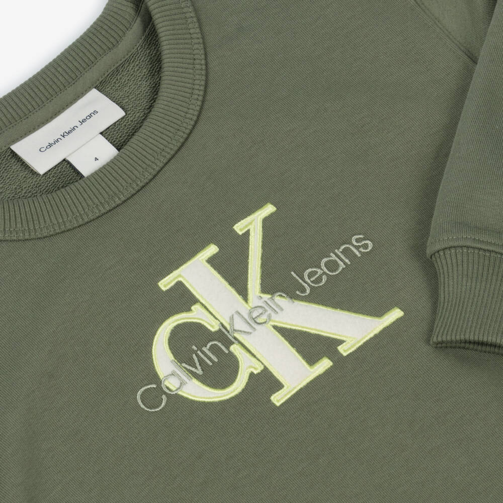 Calvin Klein-Boys Vibrant Green Cotton Pullover | Childrensalon Outlet