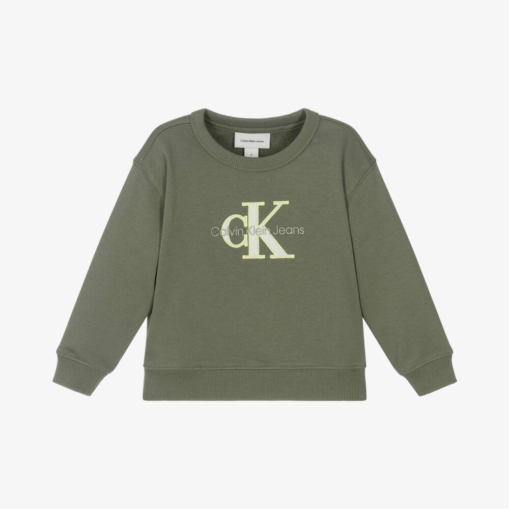Calvin Klein-Boys Vibrant Green Cotton Pullover | Childrensalon Outlet
