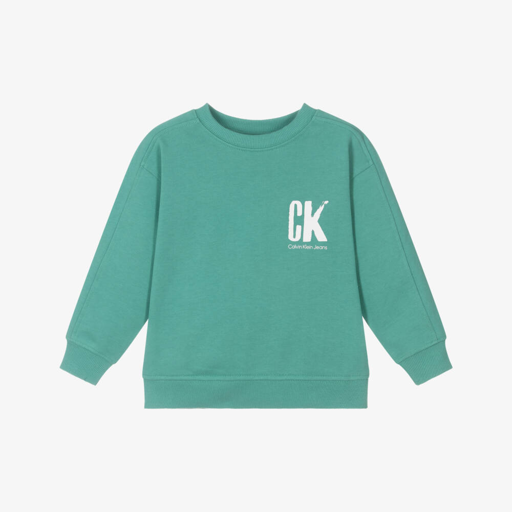 Calvin Klein-Ярко-зеленый свитшот Волна для мальчиков | Childrensalon Outlet