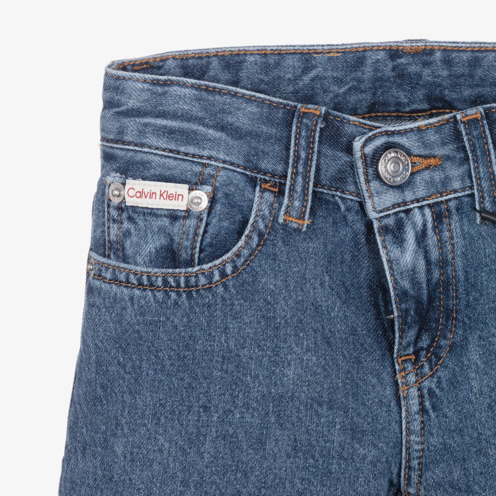 Calvin Klein-Boys Washed Blue Straight Fit Denim Jeans | Childrensalon Outlet