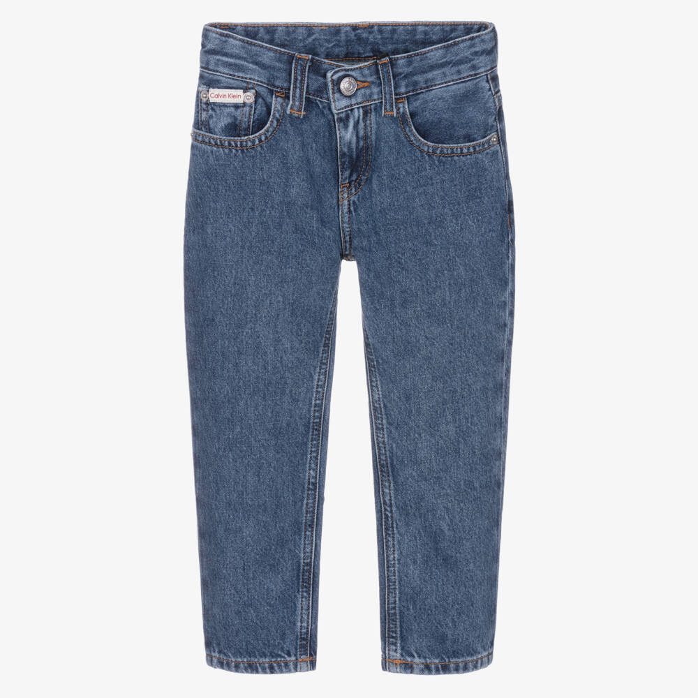 Calvin Klein-Boys Washed Blue Straight Fit Denim Jeans | Childrensalon Outlet