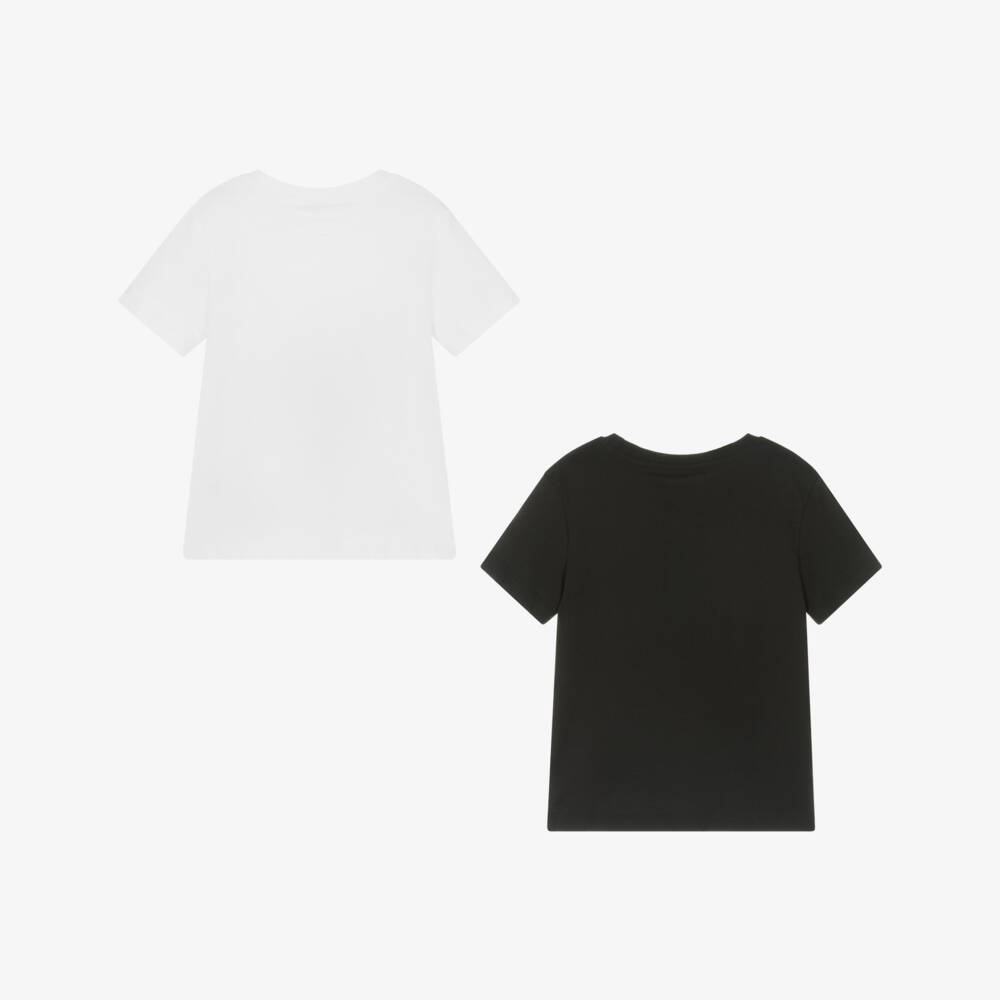Calvin Klein-Boys White & Black Cotton T-Shirts (2 Pack) | Childrensalon Outlet