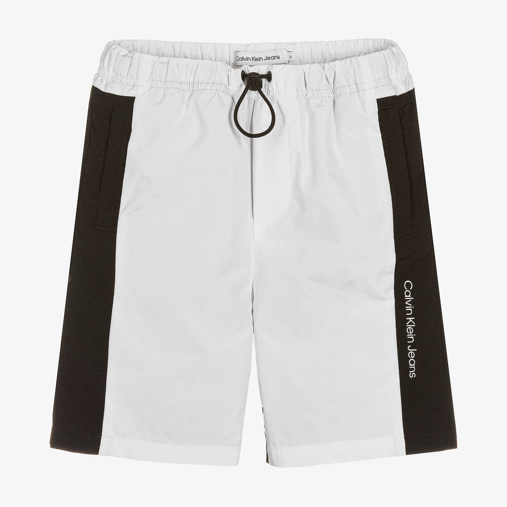 Calvin Klein Jeans - Boys White & Black Logo Shorts | Childrensalon