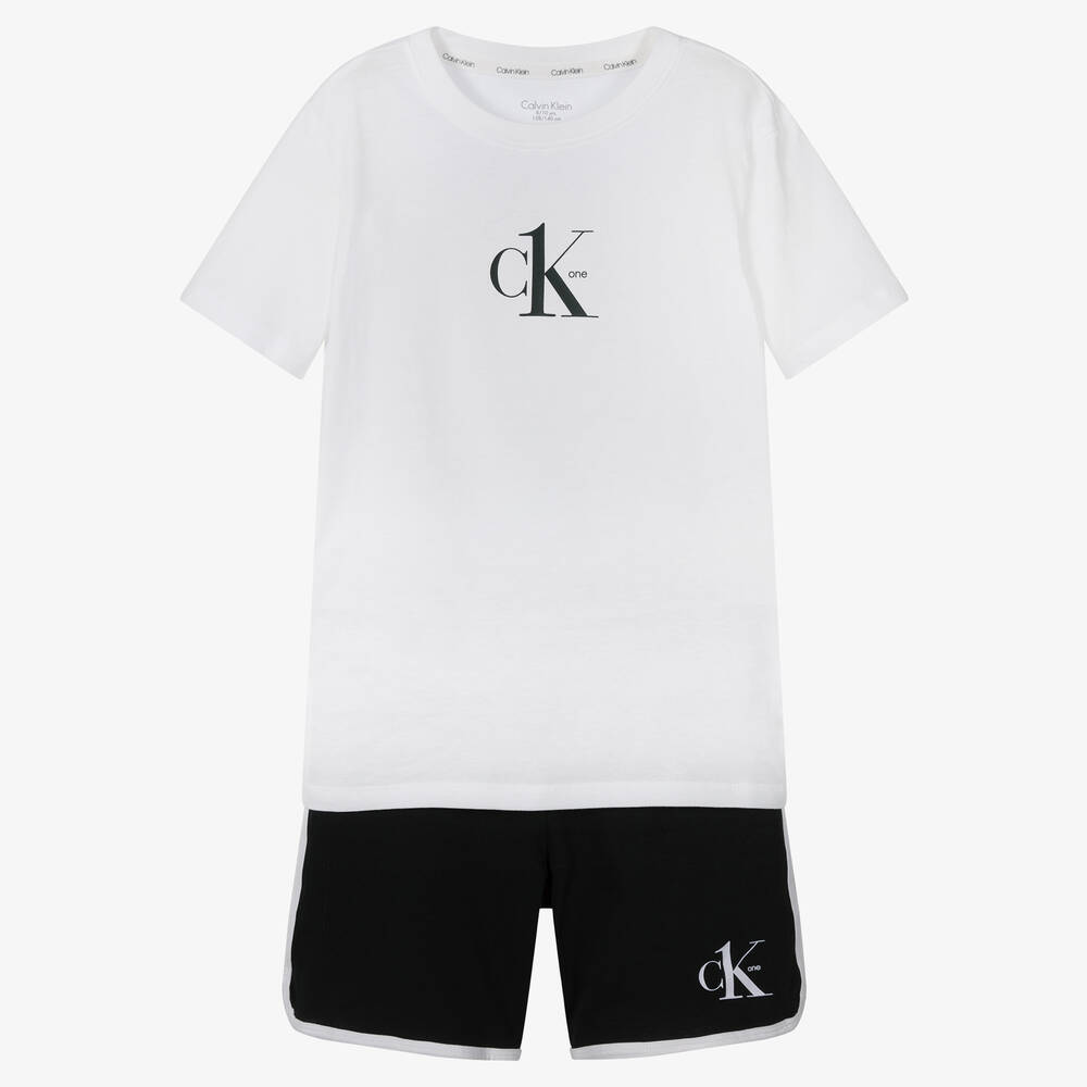 Calvin Klein - Boys White & Black Pyjamas | Childrensalon