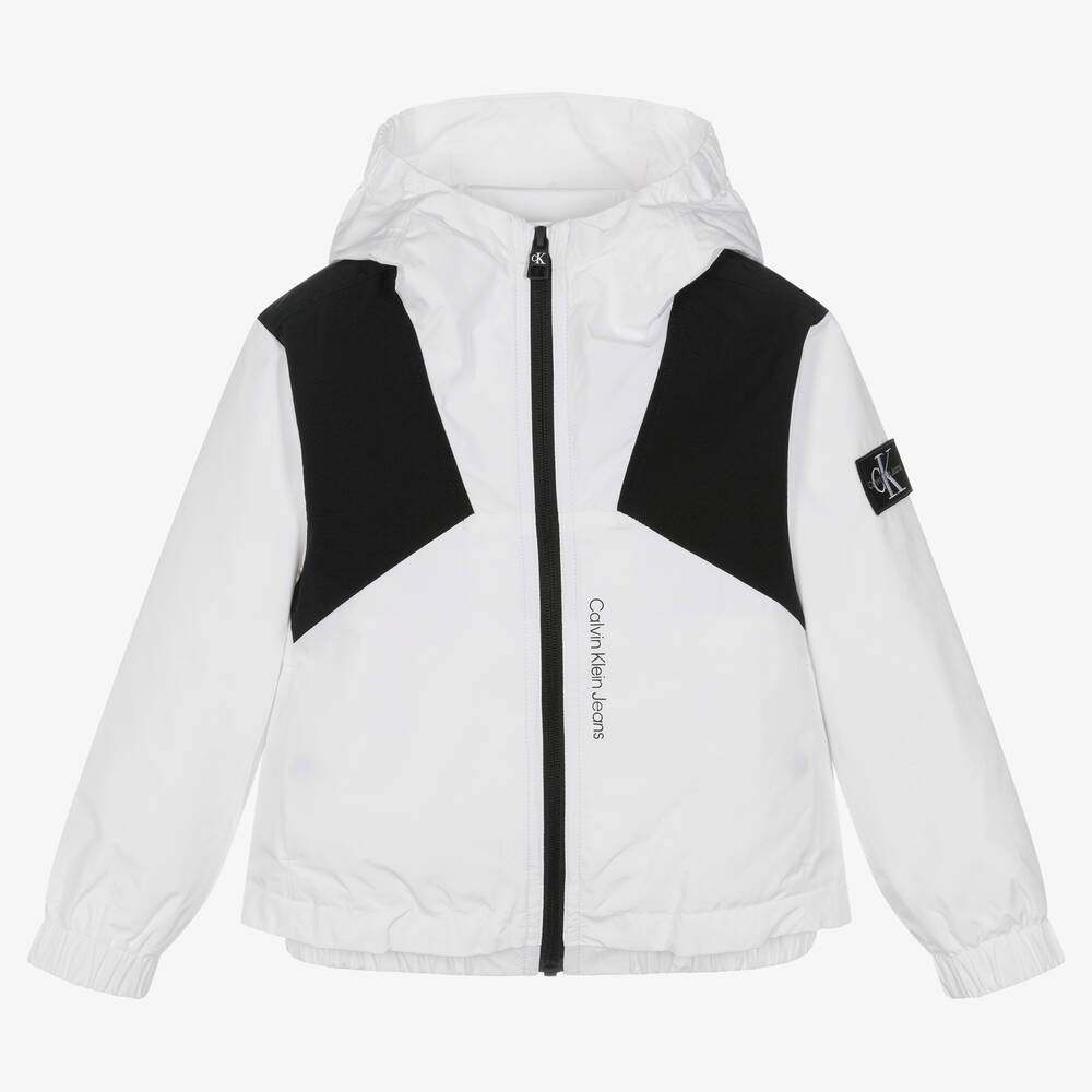 Calvin Klein Jeans - Boys White & Black Windbreaker Jacket | Childrensalon