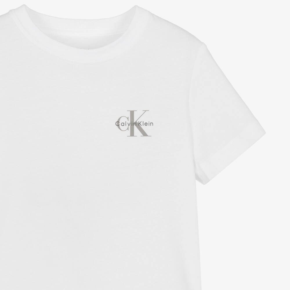 Calvin Klein-Boys White Cotton Jersey T-Shirt | Childrensalon Outlet