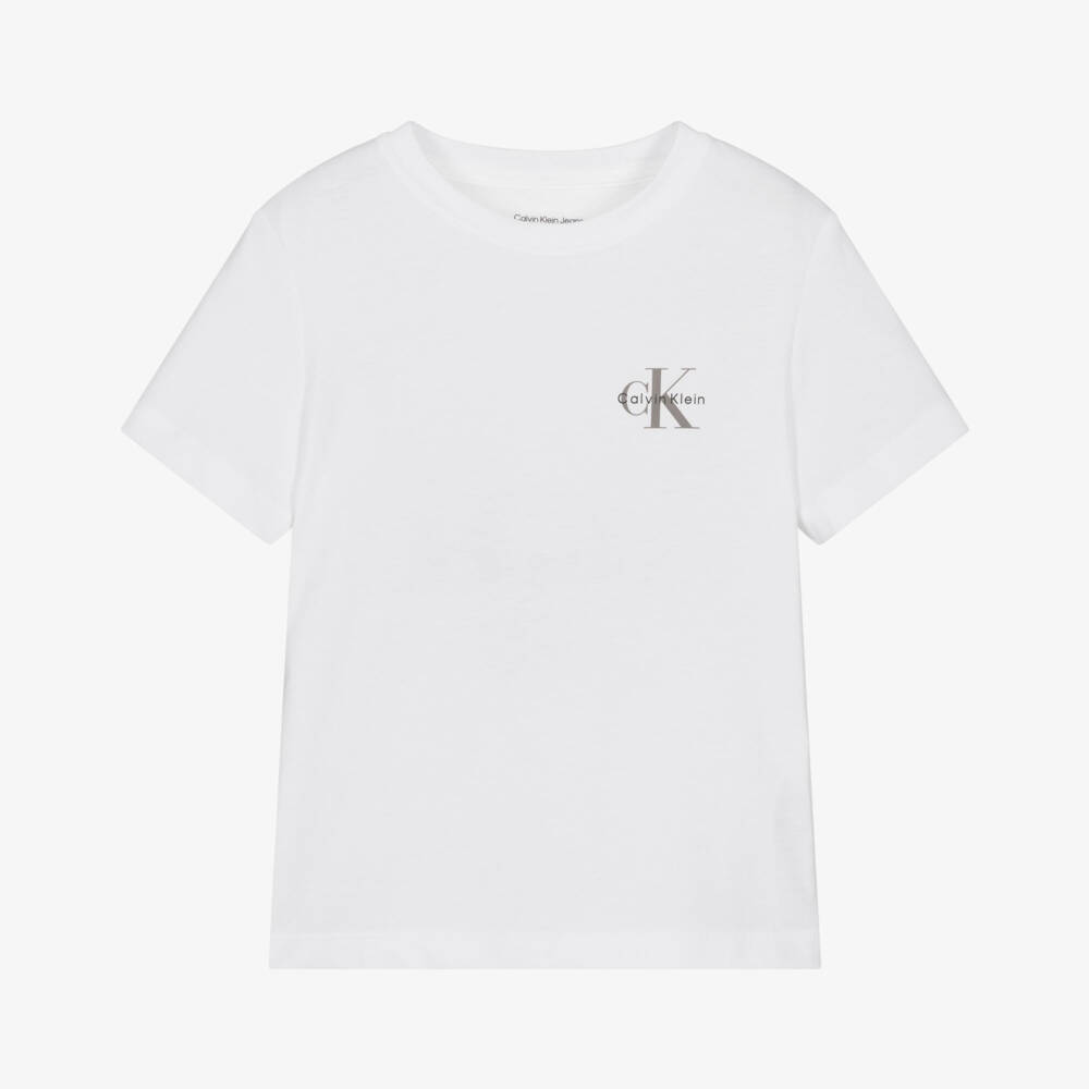 Calvin Klein-Boys White Cotton Jersey T-Shirt | Childrensalon Outlet