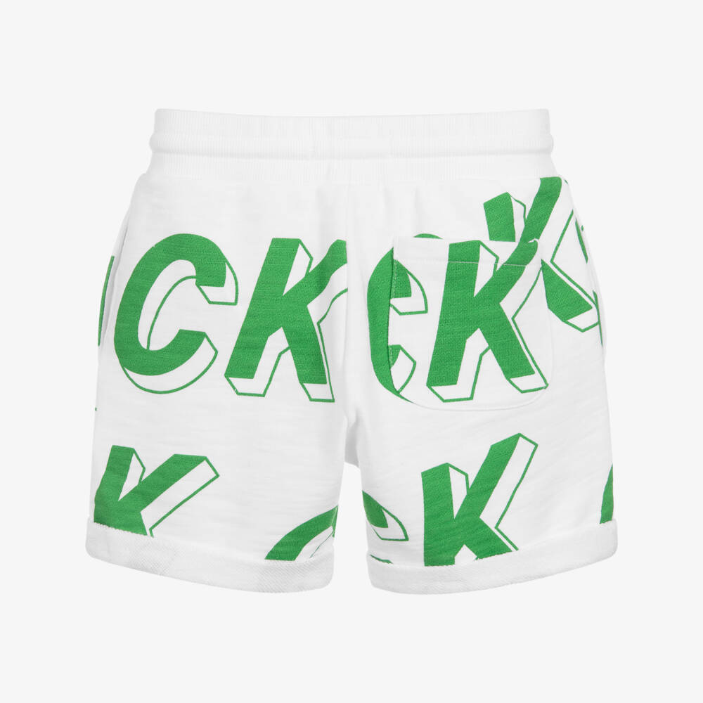 Calvin Klein Джинсы-Boys White Cotton Logo Shorts | Childrensalon Outlet