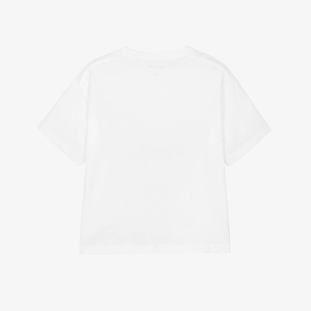 Calvin Klein-Boys White Cotton New York Logo Print T-Shirt | Childrensalon Outlet
