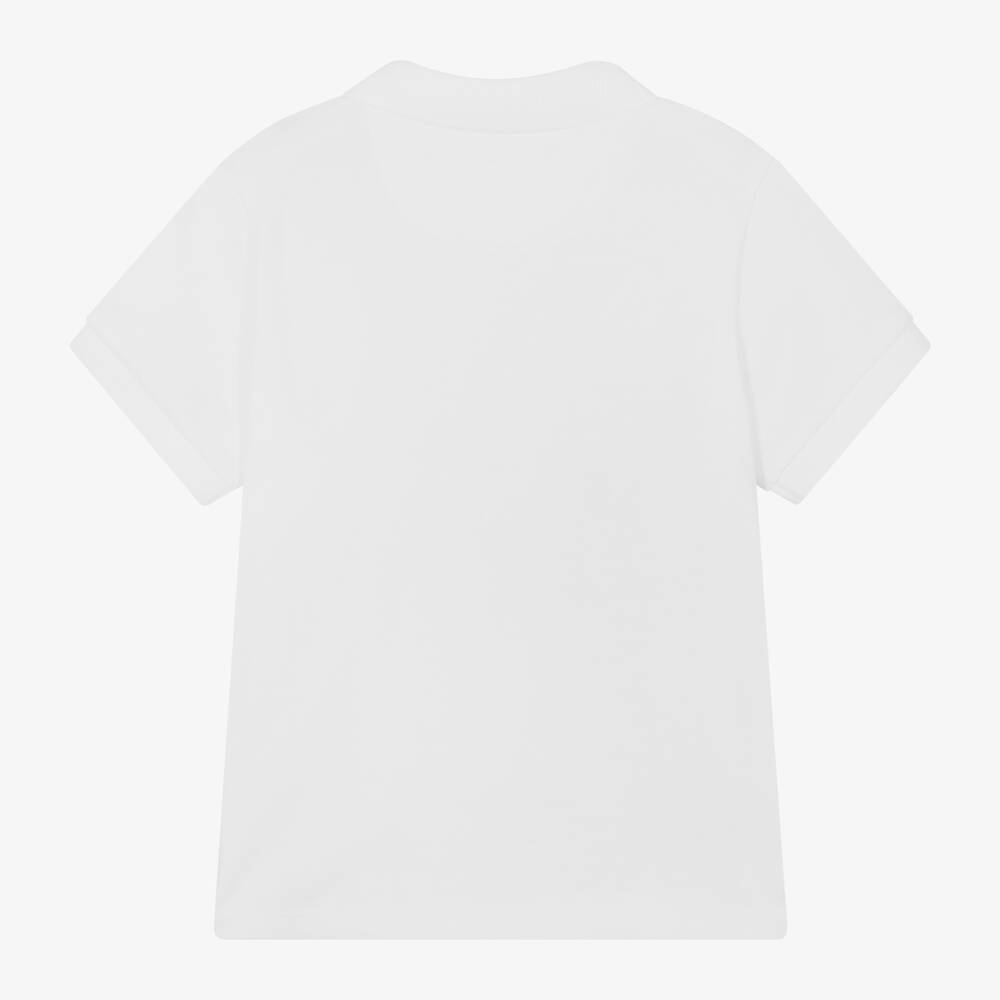 Calvin Klein-Boys White Cotton Polo Shirt | Childrensalon Outlet