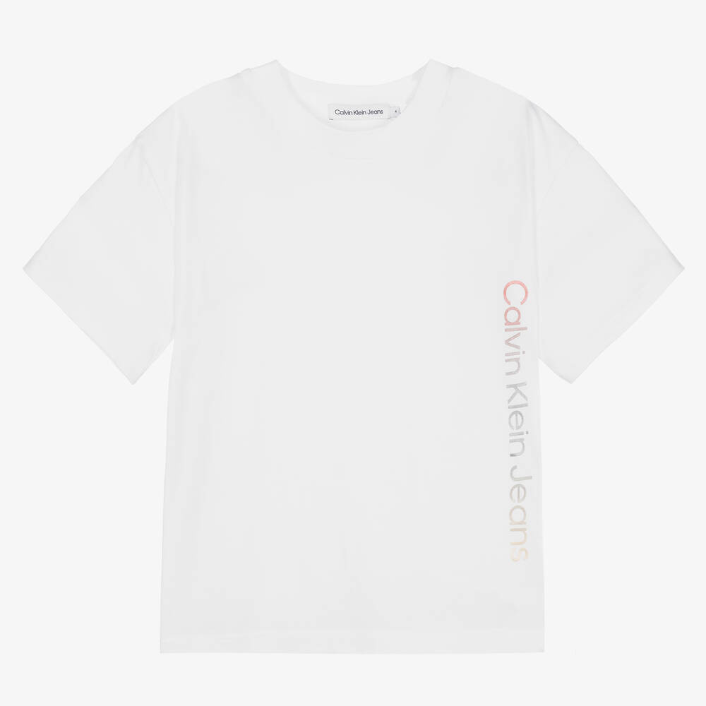 Calvin Klein - Белая хлопковая футболка для мальчиков | Childrensalon
