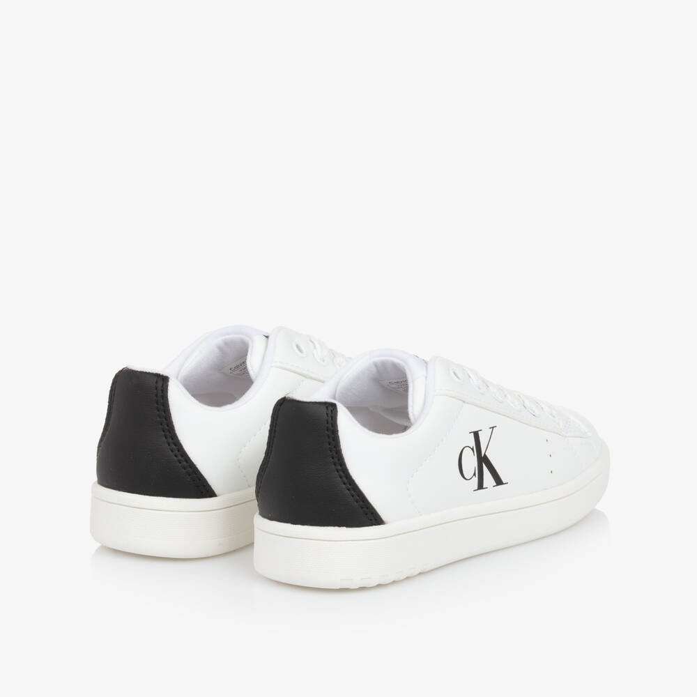 Calvin Klein-Boys White Monochrome Faux Leather Kicks | Childrensalon Outlet