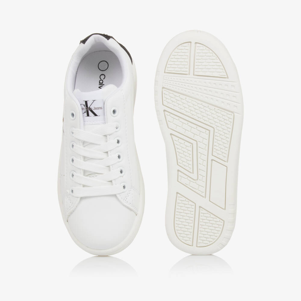 Calvin Klein-Boys White Monochrome Faux Leather Kicks | Childrensalon Outlet