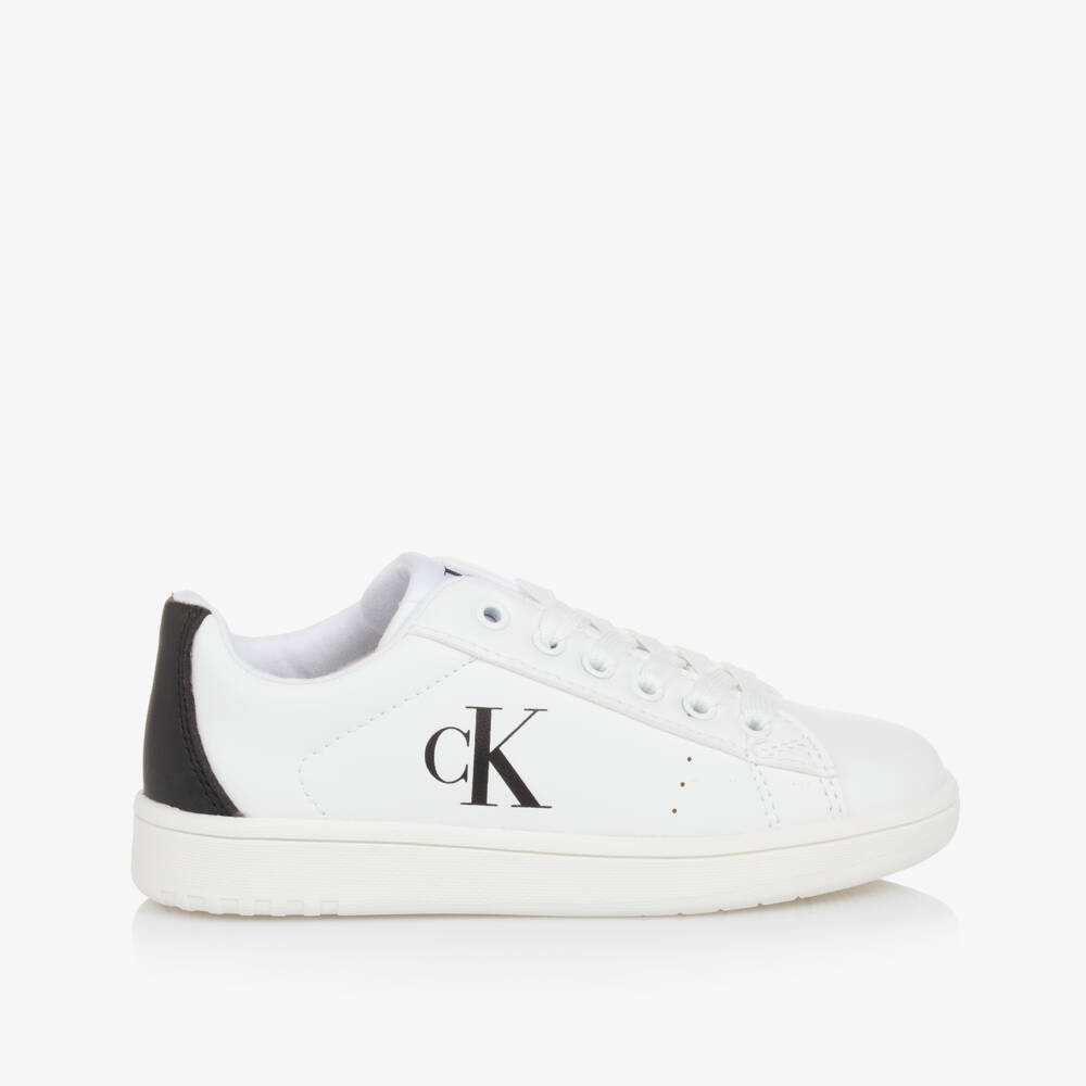 Calvin Klein-Boys White Monochrome Faux Leather Kicks | Childrensalon Outlet