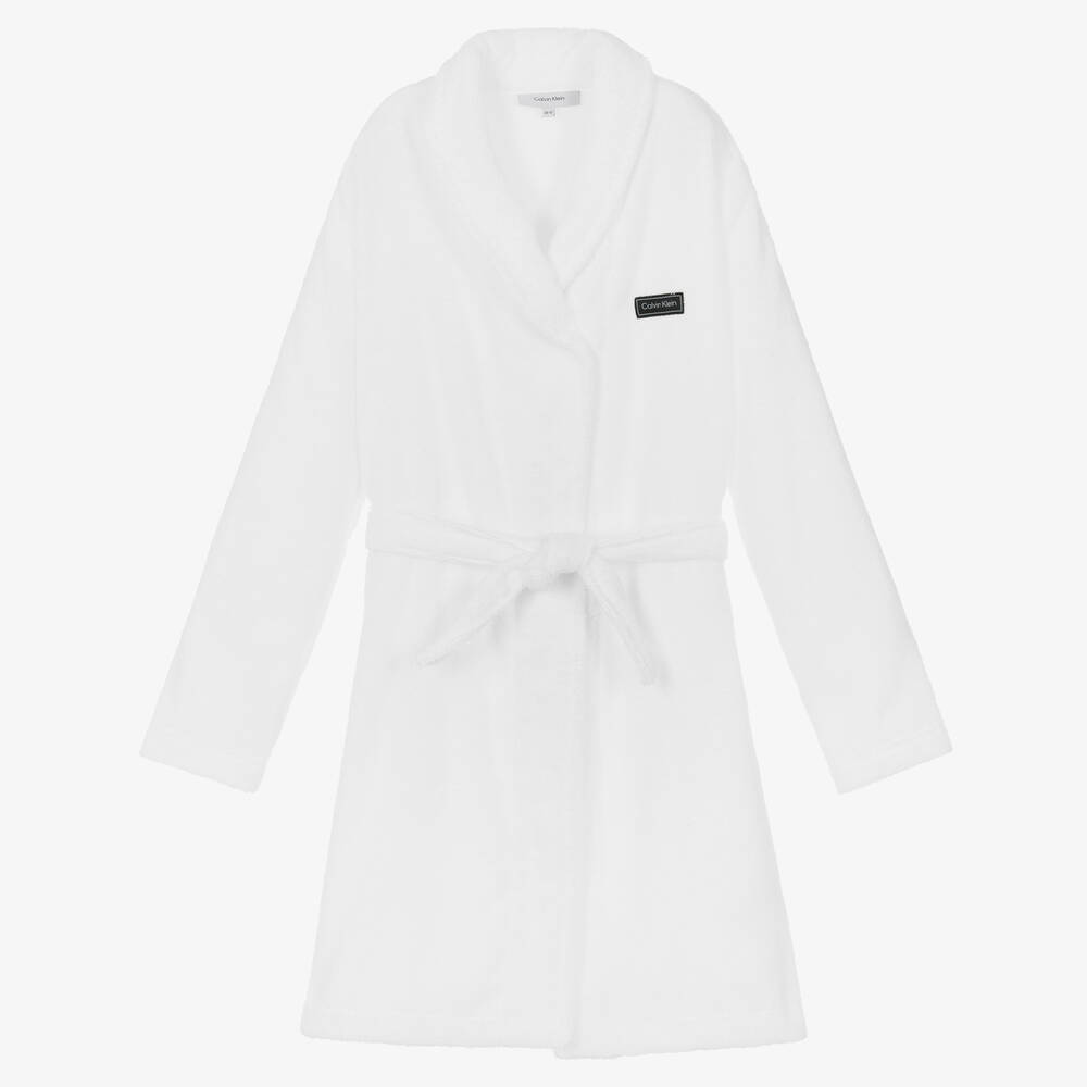 Calvin Klein - Белый махровый халат для мальчиков | Childrensalon