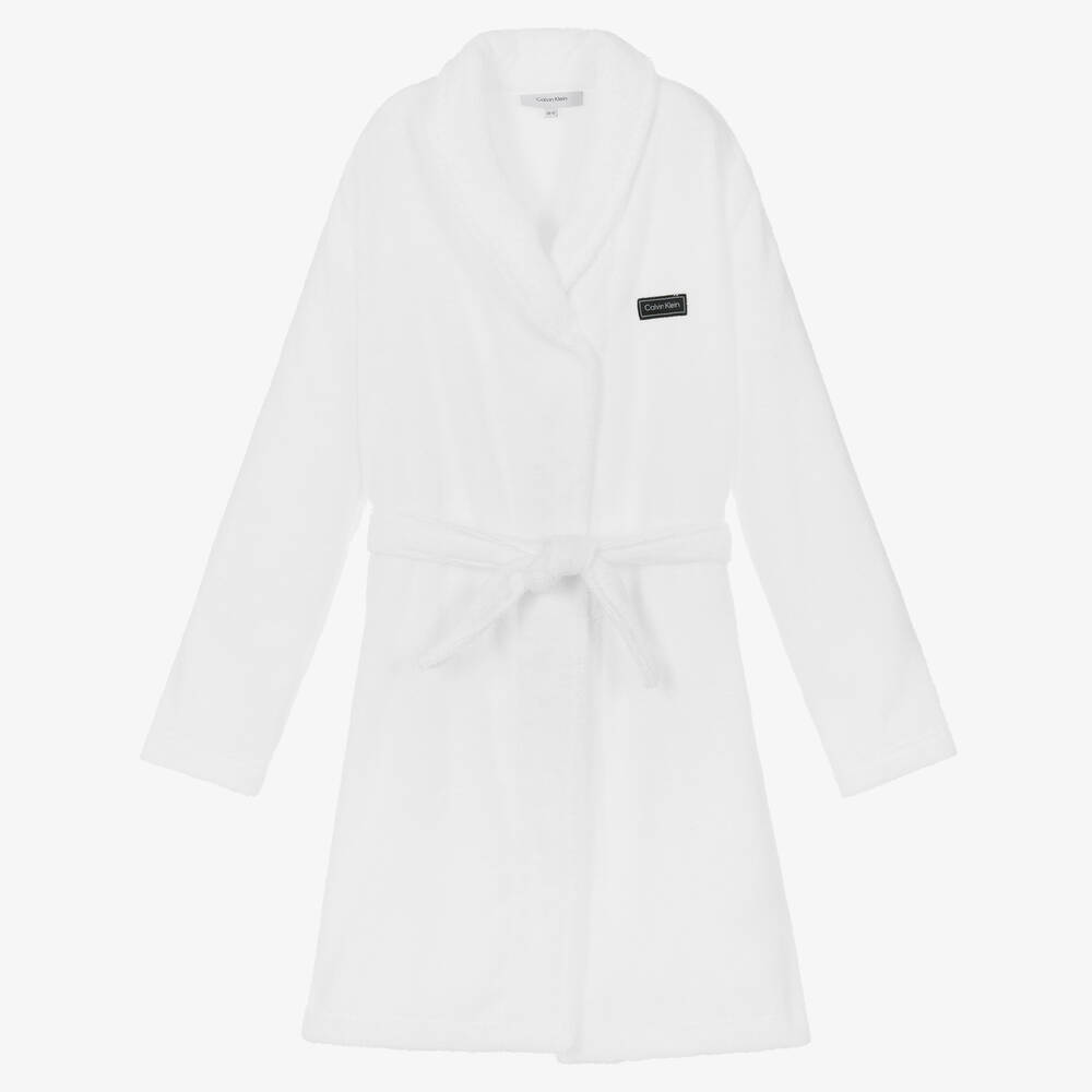 Calvin Klein - Boys White Towelling Bathrobe | Childrensalon