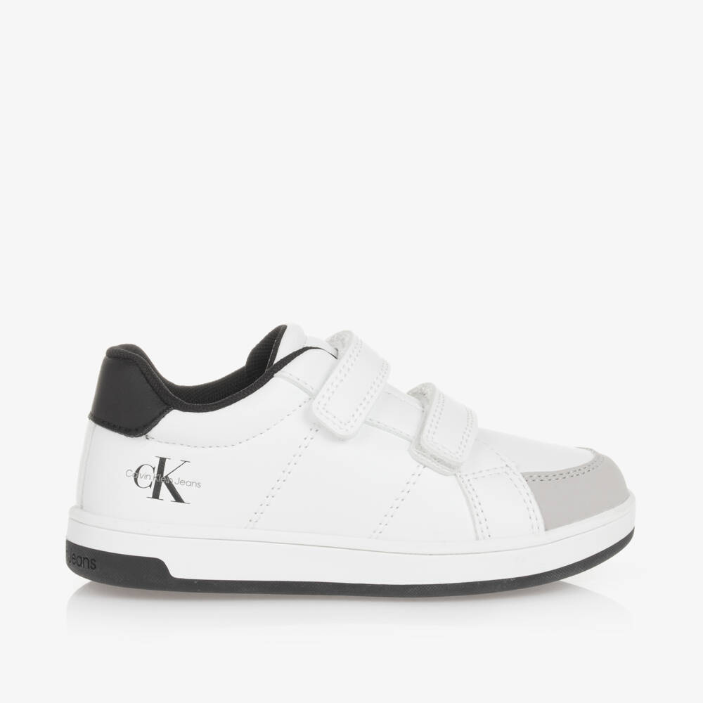 كالفين كلاين-حذاء رياضي جلد صناعي لون أبيض | Childrensalon Outlet