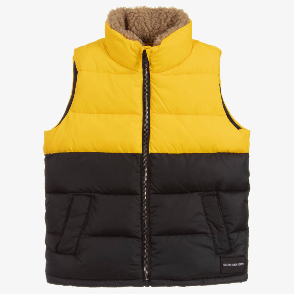 Calvin Klein Jeans-Boys Yellow & Black Gilet | Childrensalon Outlet