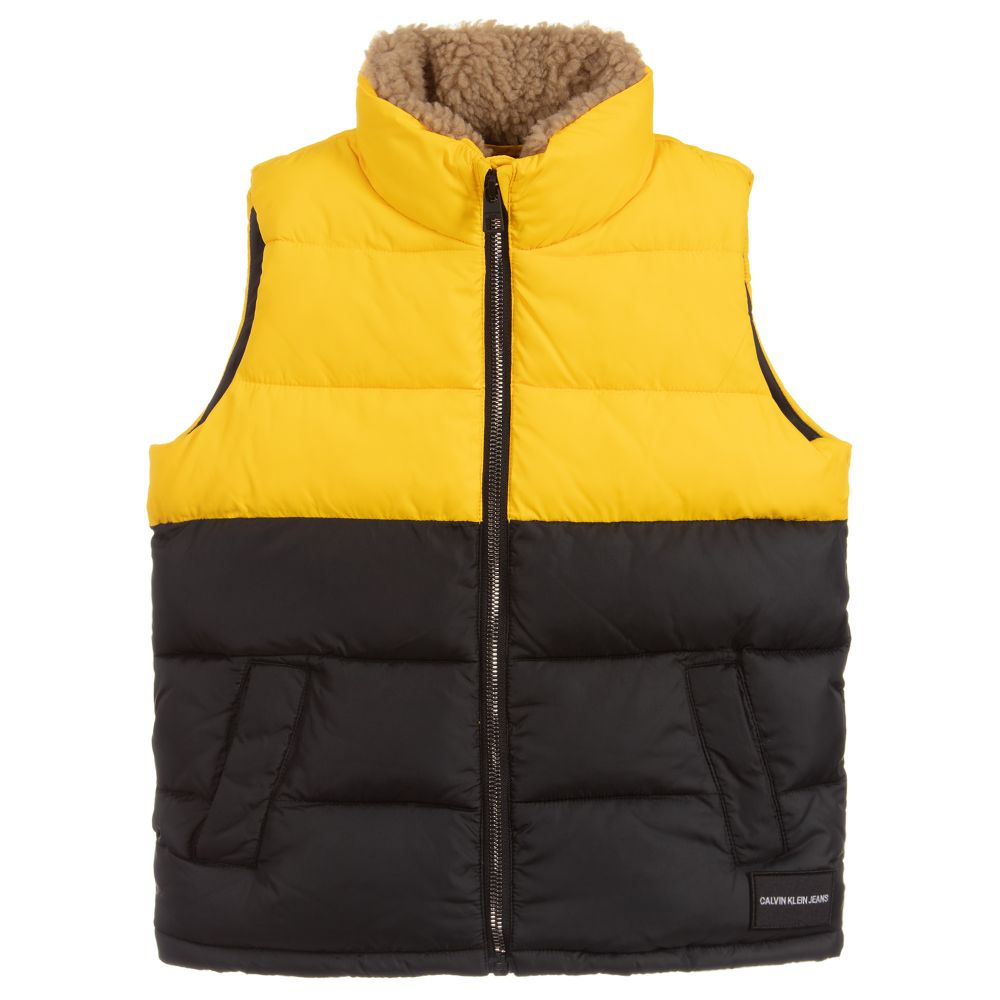 Calvin Klein Jeans - Boys Yellow & Black Gilet | Childrensalon