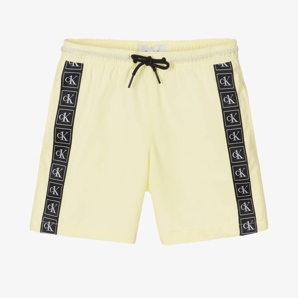 Calvin Klein - Boys Yellow Logo Swim Shorts | Childrensalon