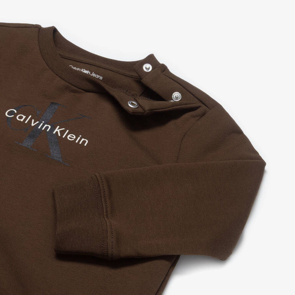 Calvin Klein-Brown Cotton Tracksuit & T-Shirt Set | Childrensalon Outlet