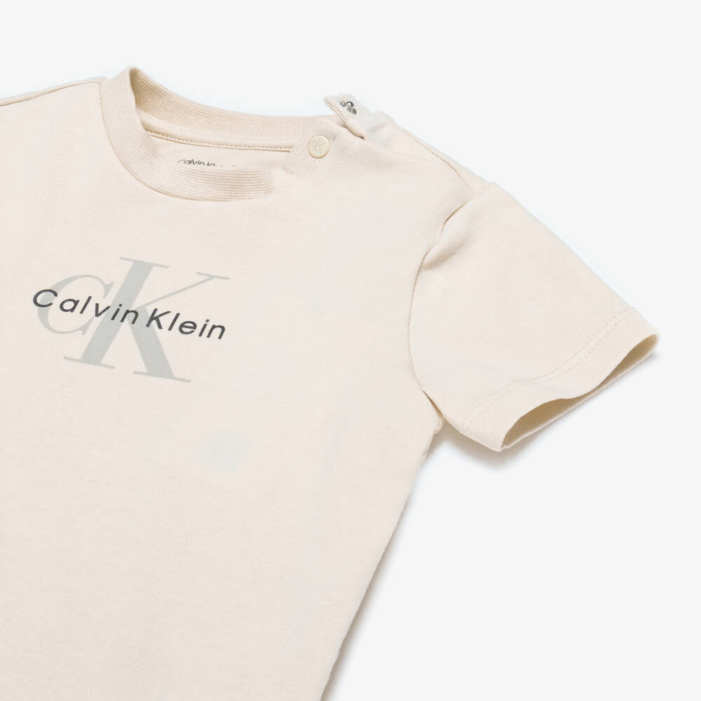 Calvin Klein-Brown Cotton Tracksuit & T-Shirt Set | Childrensalon Outlet