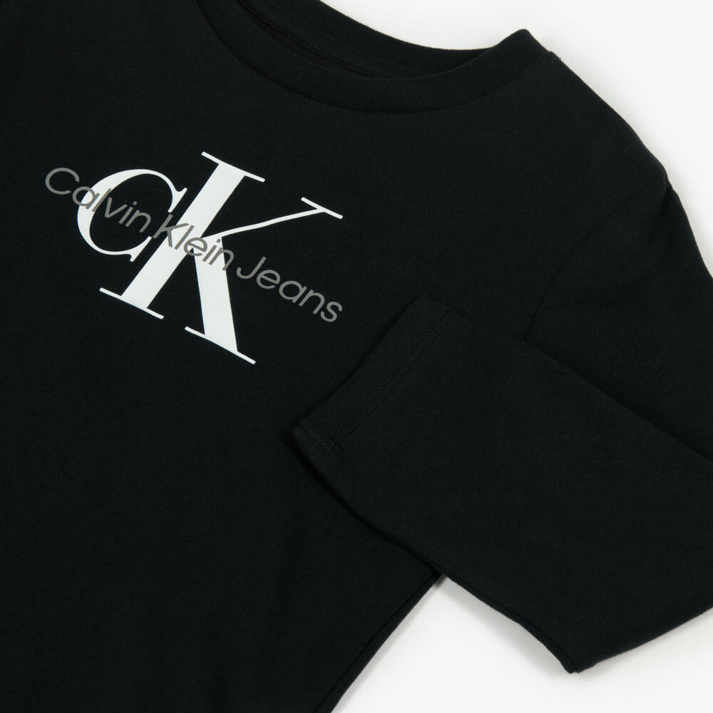 Calvin Klein-Classic Black Logo Long-Sleeve Tee | Childrensalon Outlet