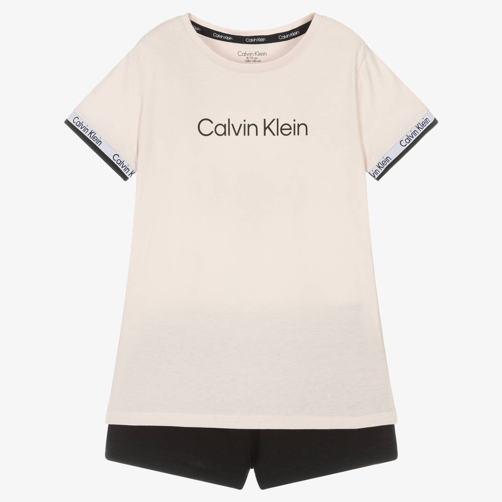 Calvin Klein - Girls Beige & Black Pyjamas | Childrensalon