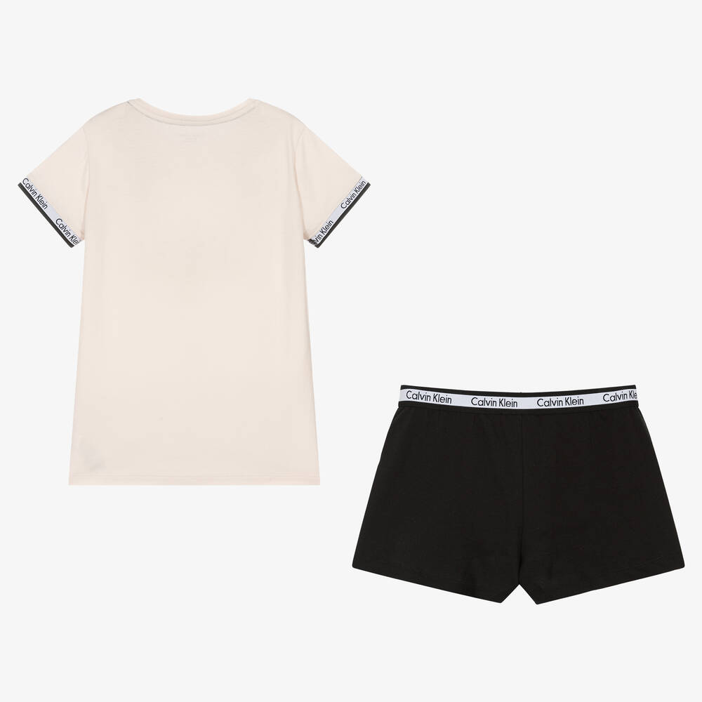 Calvin Klein Girls Beige Black Pyjamas