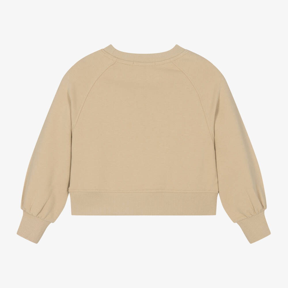 Calvin Klein-Girls Beige Cotton Blend Jumper | Childrensalon Outlet