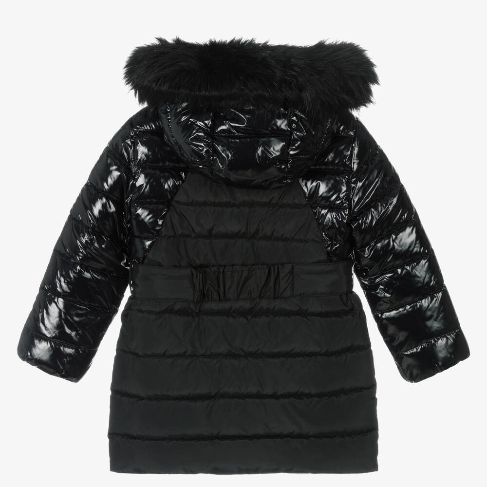 Girls black cheap belted coat