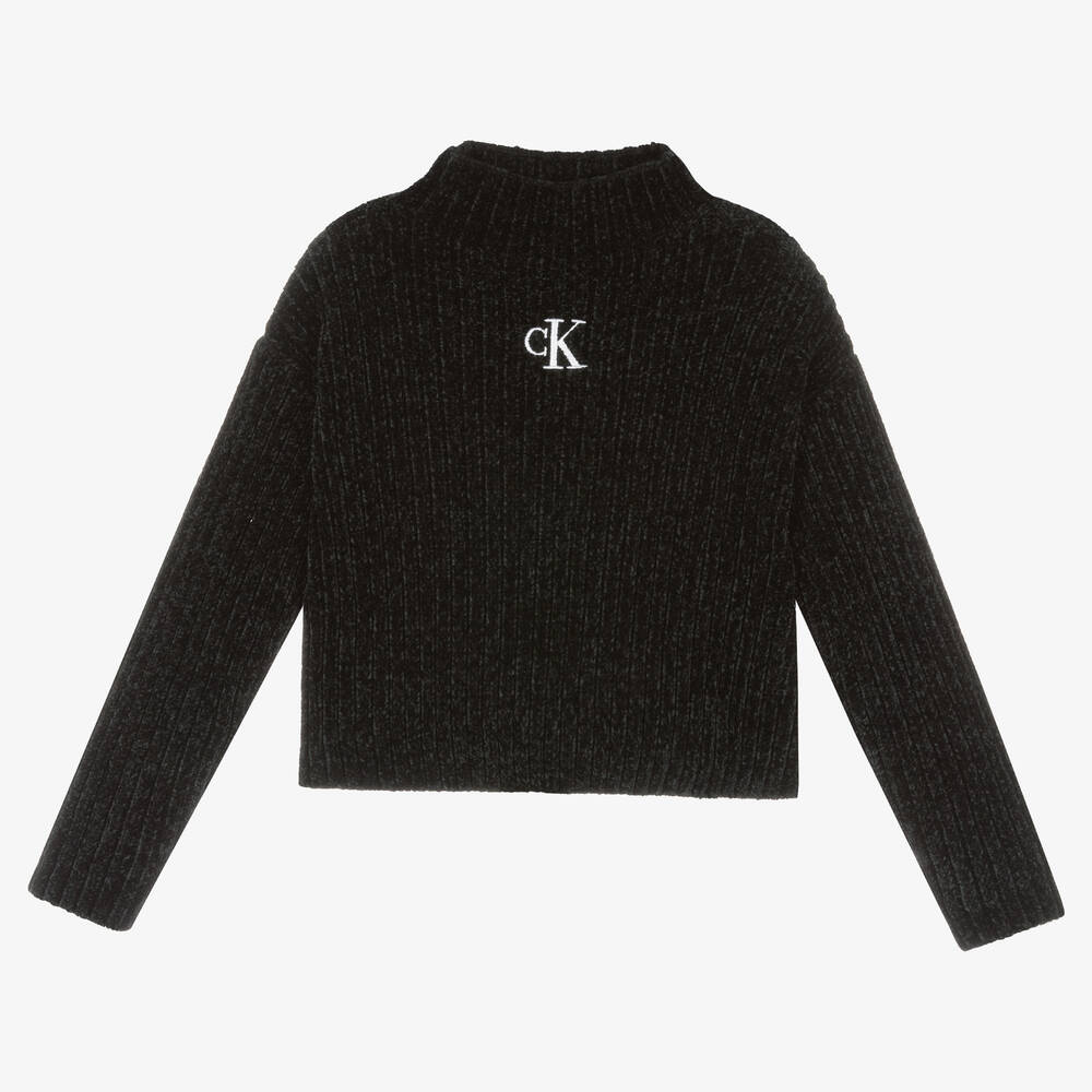 Calvin Klein Jeans - Girls Black Chenille Sweater | Childrensalon