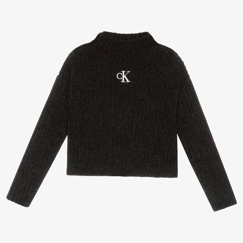 Calvin Klein Jeans - Pull noir en chenille Fille | Childrensalon