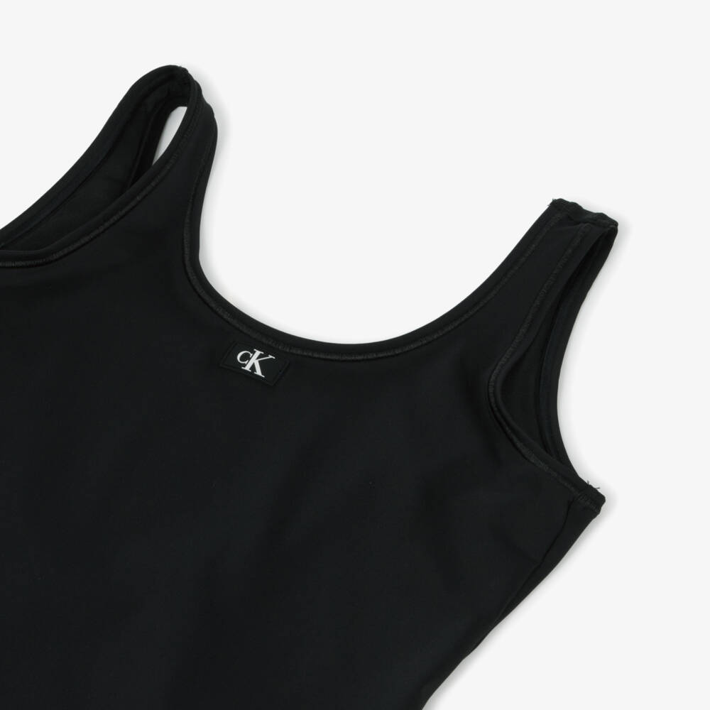 Calvin Klein-مايوه أسود للبنات بشعار CK | Childrensalon Outlet