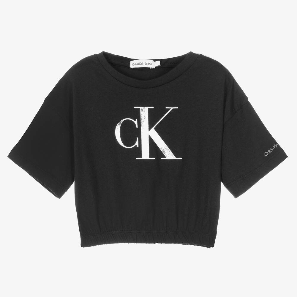 Calvin Klein Jeans - Girls Black CK Logo T-Shirt | Childrensalon