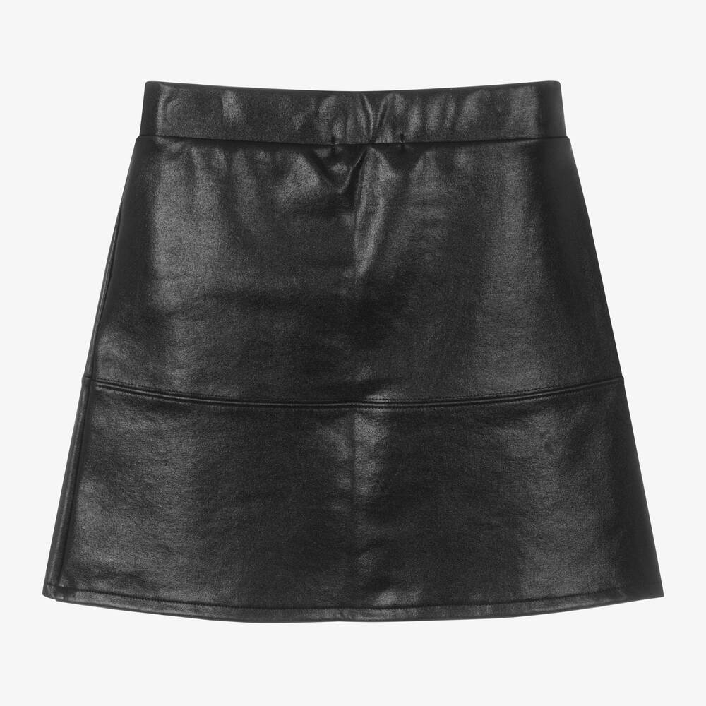 Calvin Klein-Girls Black Coated Wrap Skirt | Childrensalon Outlet