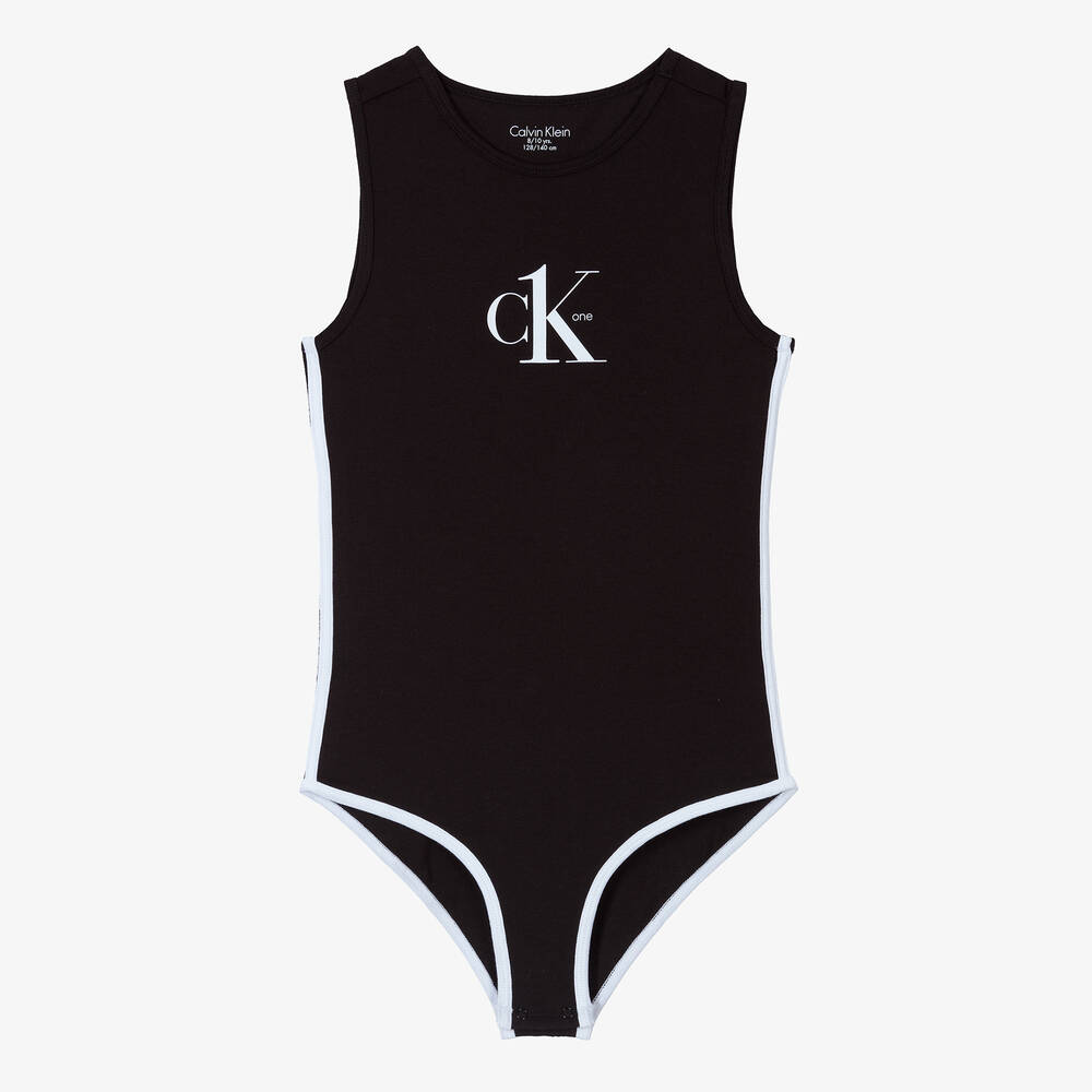 Calvin Klein - Girls Black Cotton Bodyvest | Childrensalon