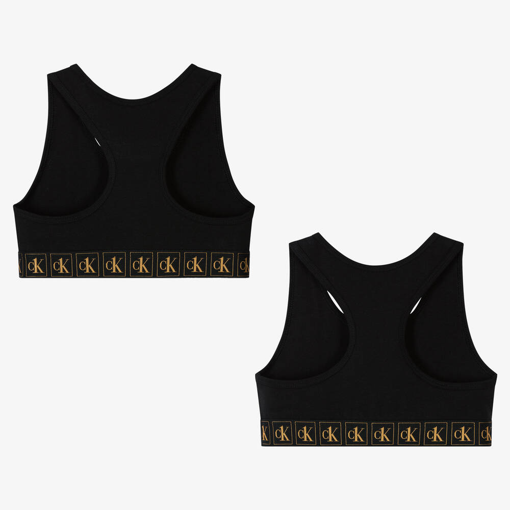 Calvin Klein-Черные хлопковые бюстгальтеры для девочек (2шт.) | Childrensalon Outlet