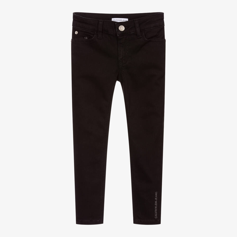 Calvin Klein Jeans-Girls Black Cotton Denim Skinny Jeans | Childrensalon Outlet